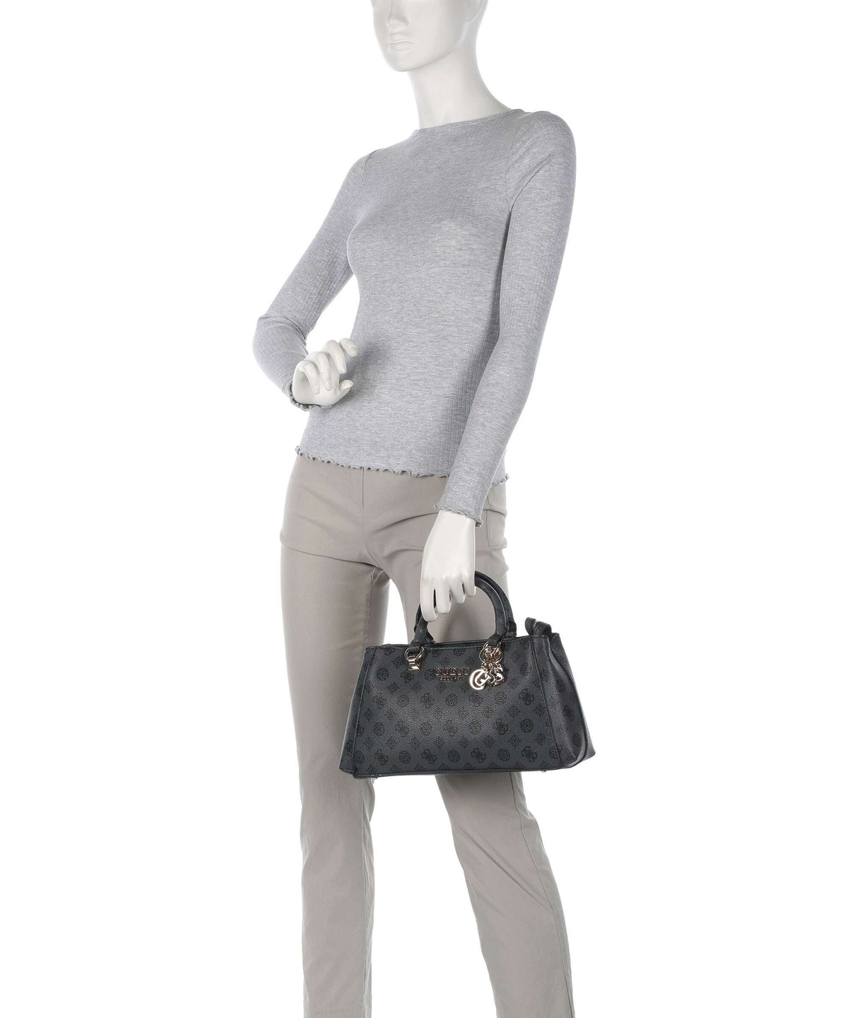 Guess Evelune Handbag charcoal logo