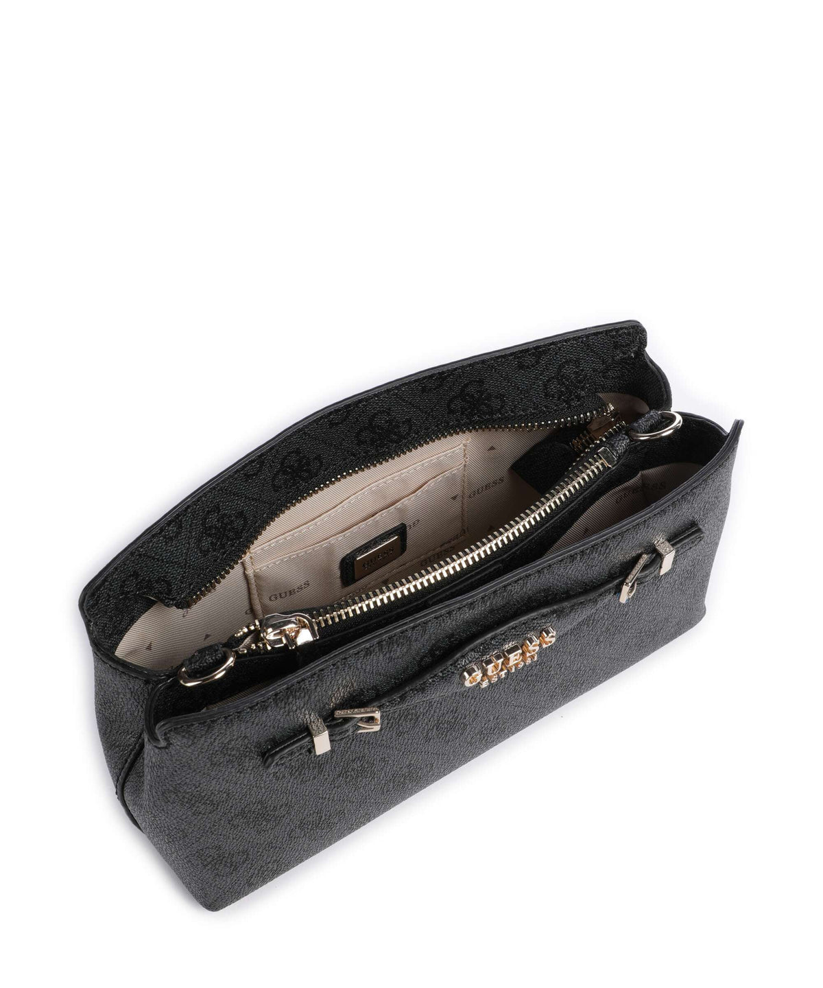 Guess Katya 4G Logo Crossbody bag coal logo