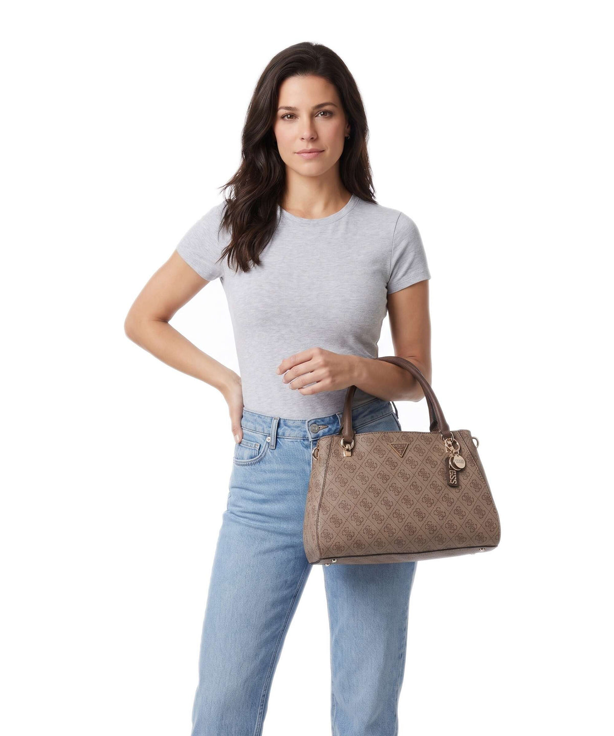 Guess Noelle 4G Logo Handbag latte logo/brown