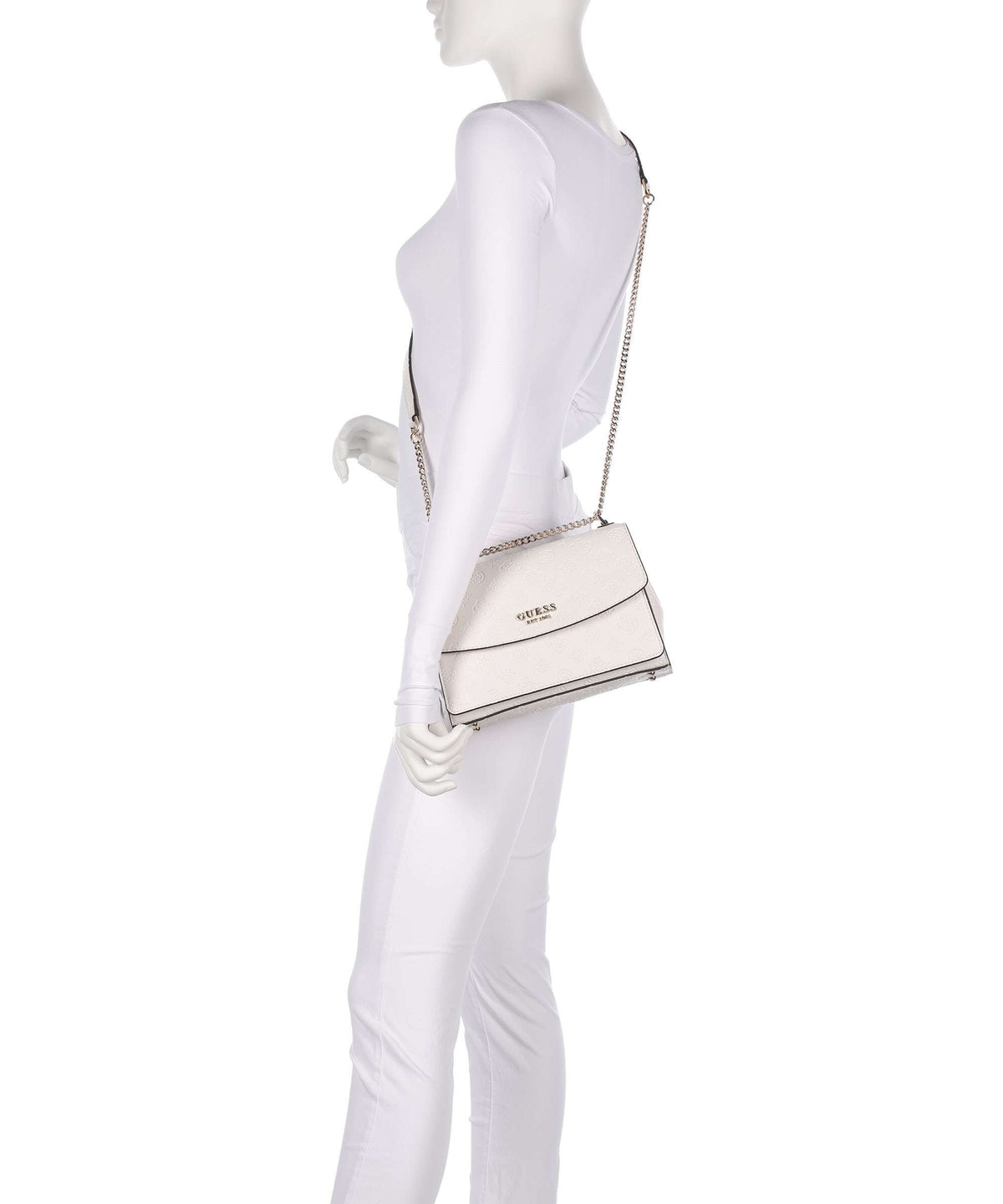 Guess Phoebe Peony Debossed Shoulder bag offwhite logo