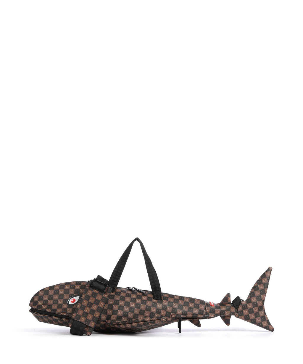 Sprayground Sharks In Paris Wtf Bubble Brown Check Shark Crossbody bag brown
