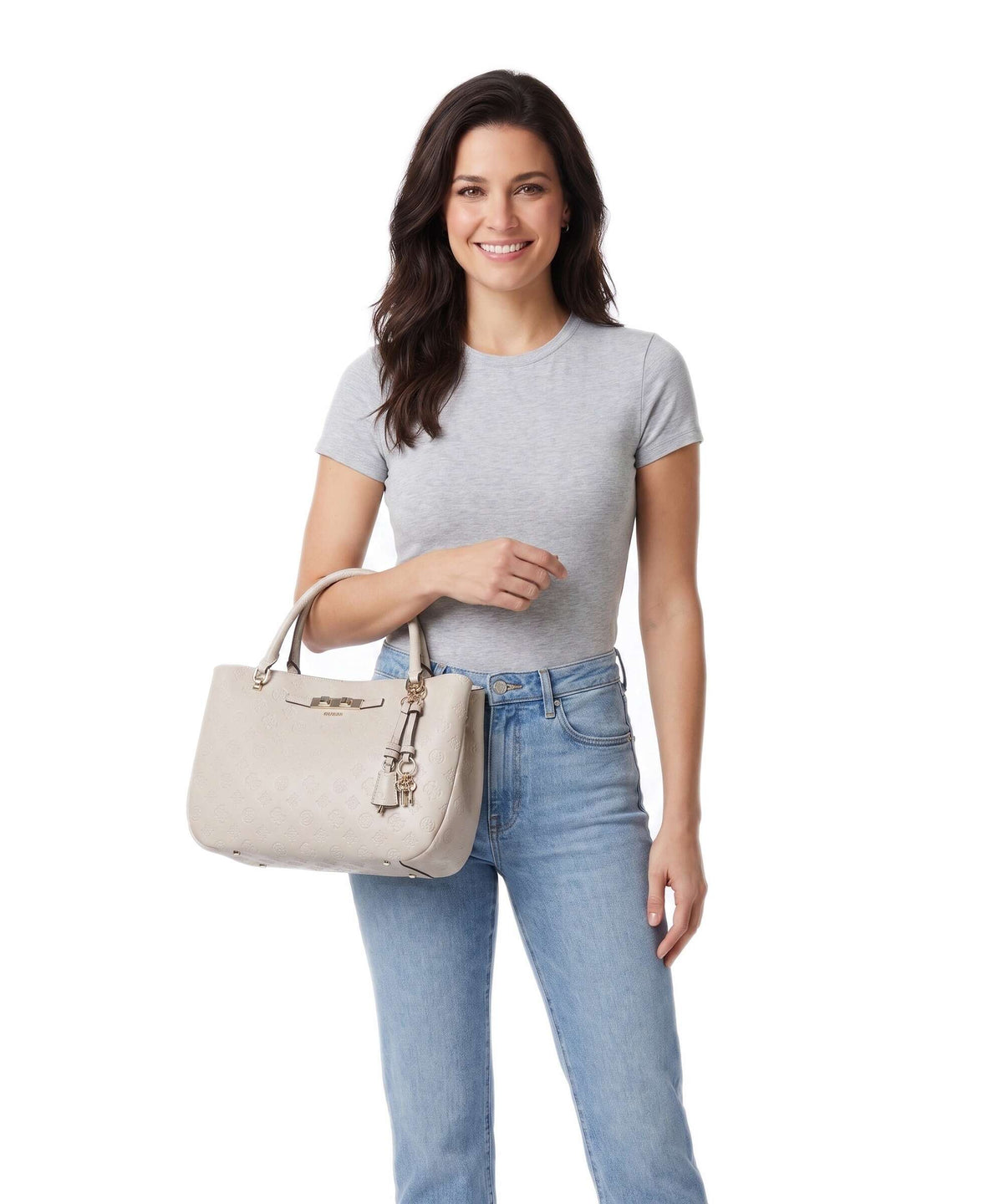 Guess Carmella Girlfriend Handbag bone logo