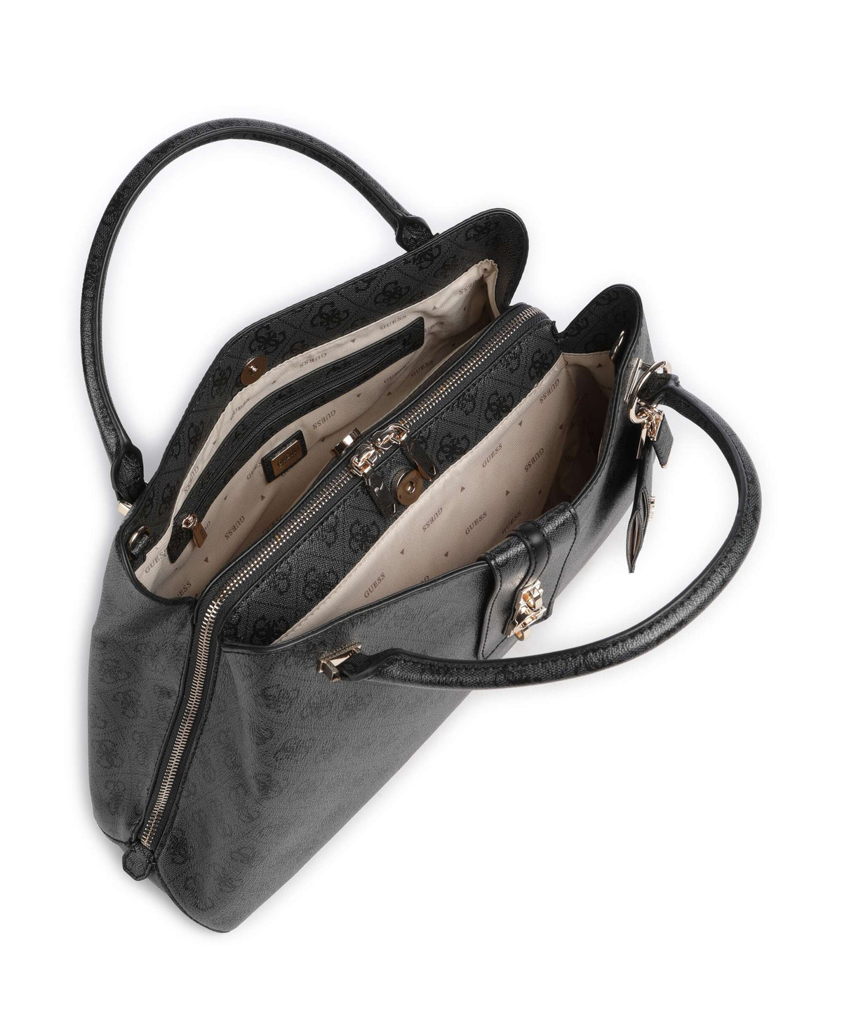 Guess Yvonne Girlfriend Logo Handbag coal logo