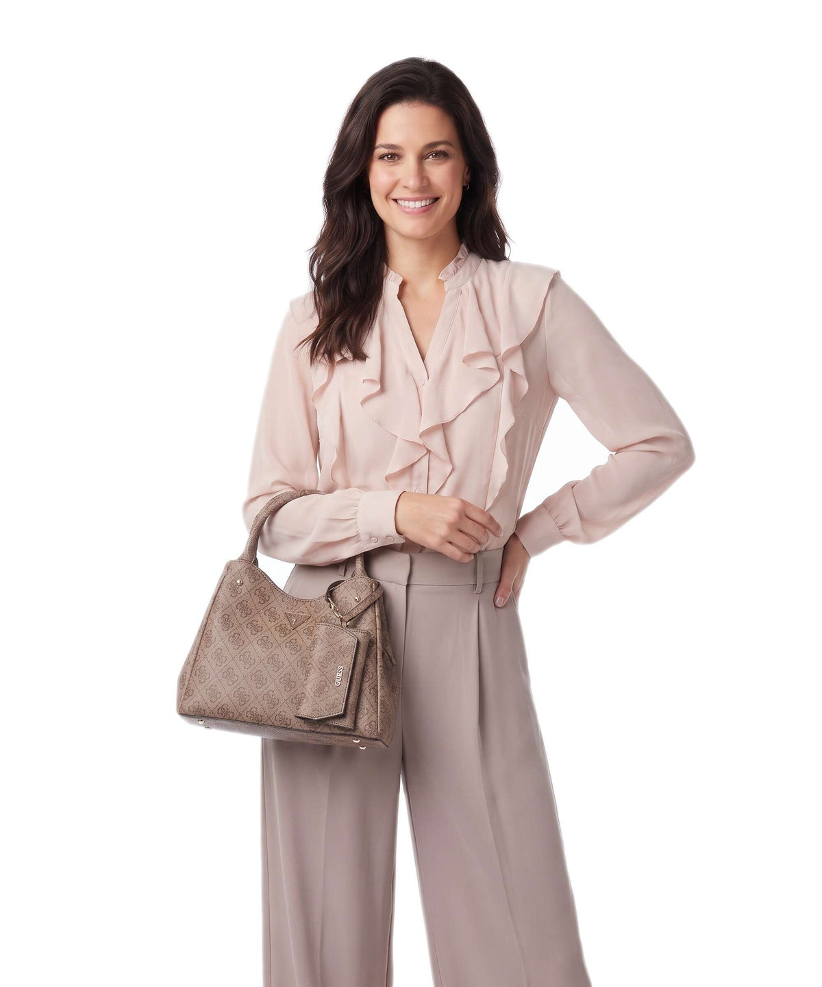 Guess Lorella Girlfriend Logo Small Handbag latte logo