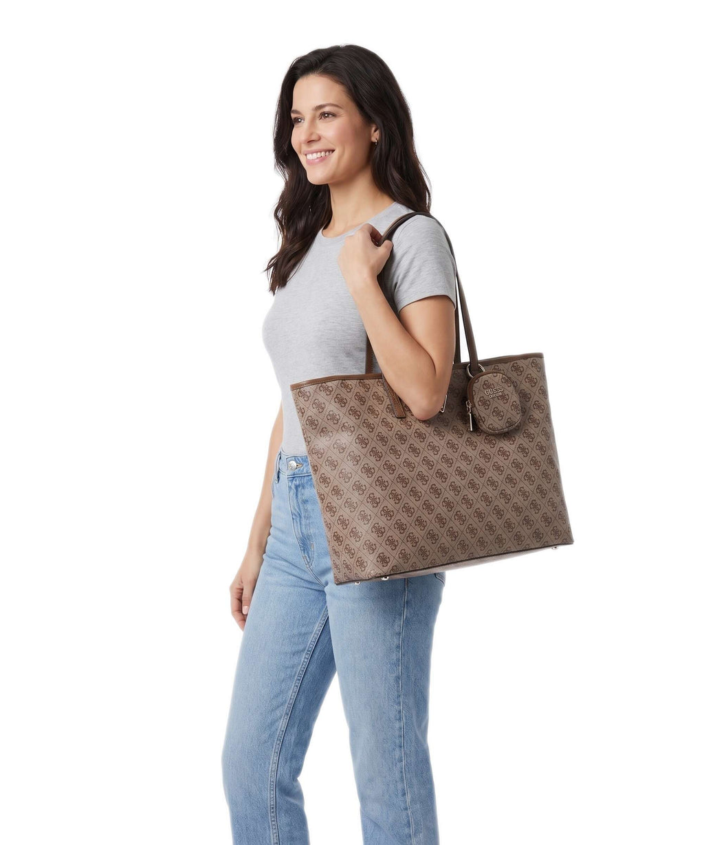 Guess Adrian Tech Logo Large Tote bag latte logo