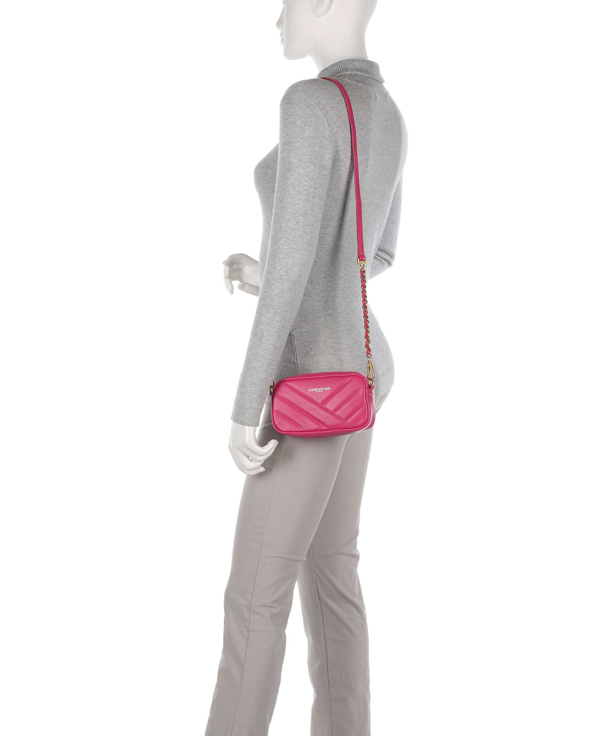 Lancaster Soft Matelassé Crossbody bag fuxia
