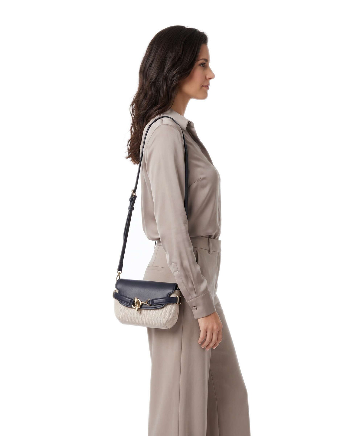 Lauren Ralph Lauren Blaike Small Crossbody bag natural/buff canvas/refined navy