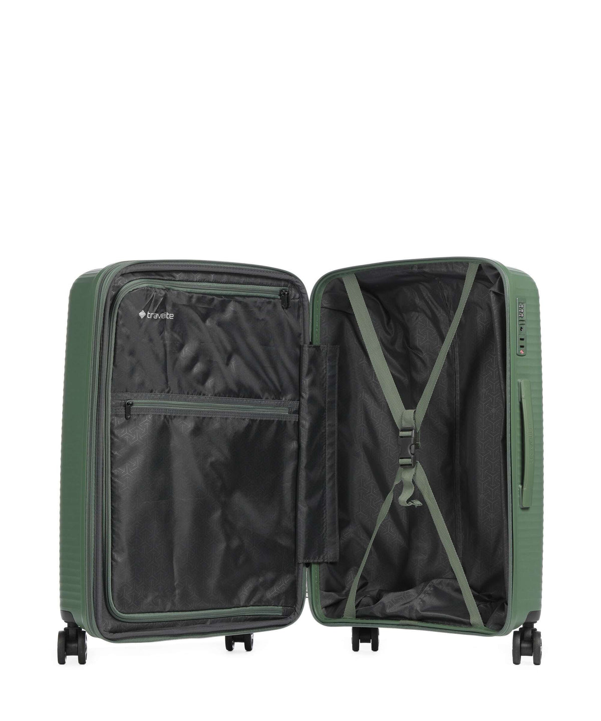 Travelite Air Stripe Slim Suitcase set (4 wheels) green