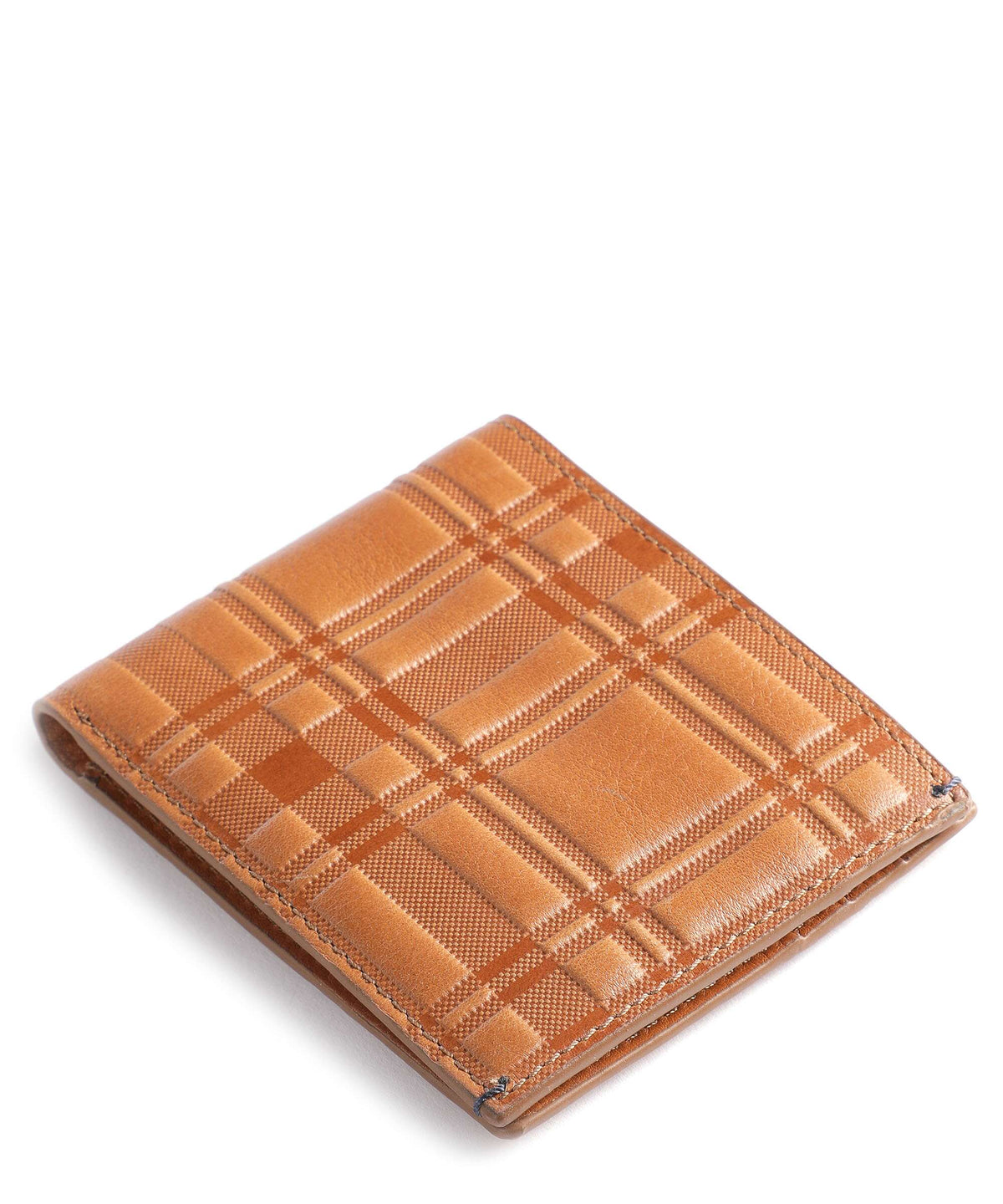 Fossil Bronson Bifold Credit card holder camel plaid emboss