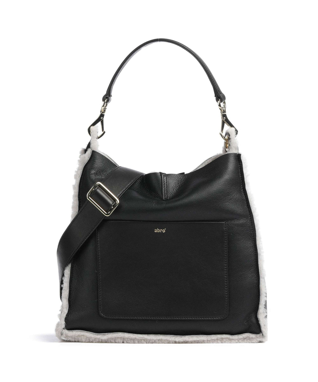 Abro Shearling Raquel Hobo bag black/white