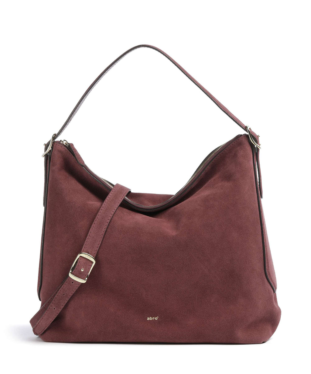 Abro Suede Carina Hobo bag bordeaux