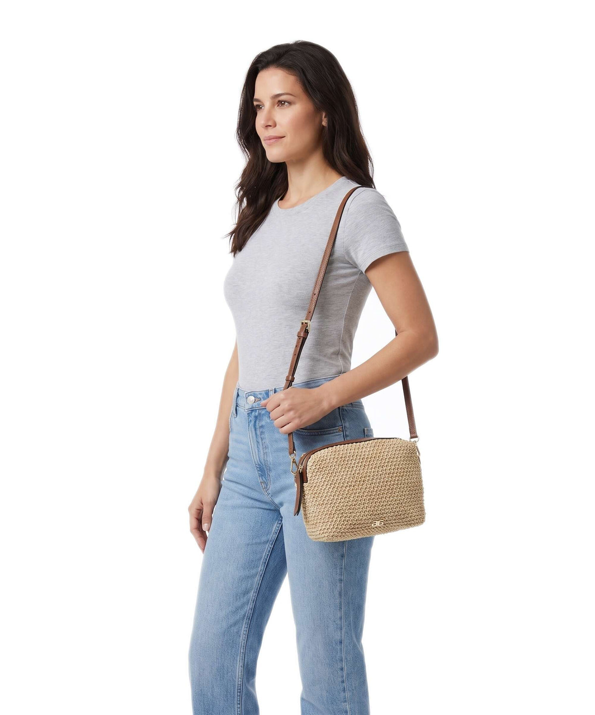 Abro Maglia Raffia Kaia Crossbody bag natural/nut