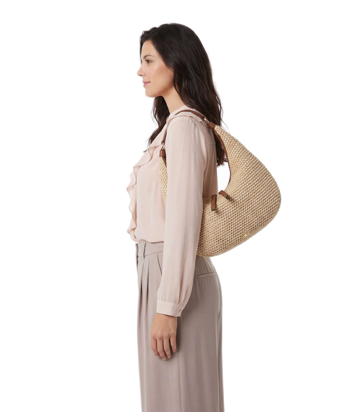 Abro Maglia Raffia Nana Small Hobo bag natural/nut