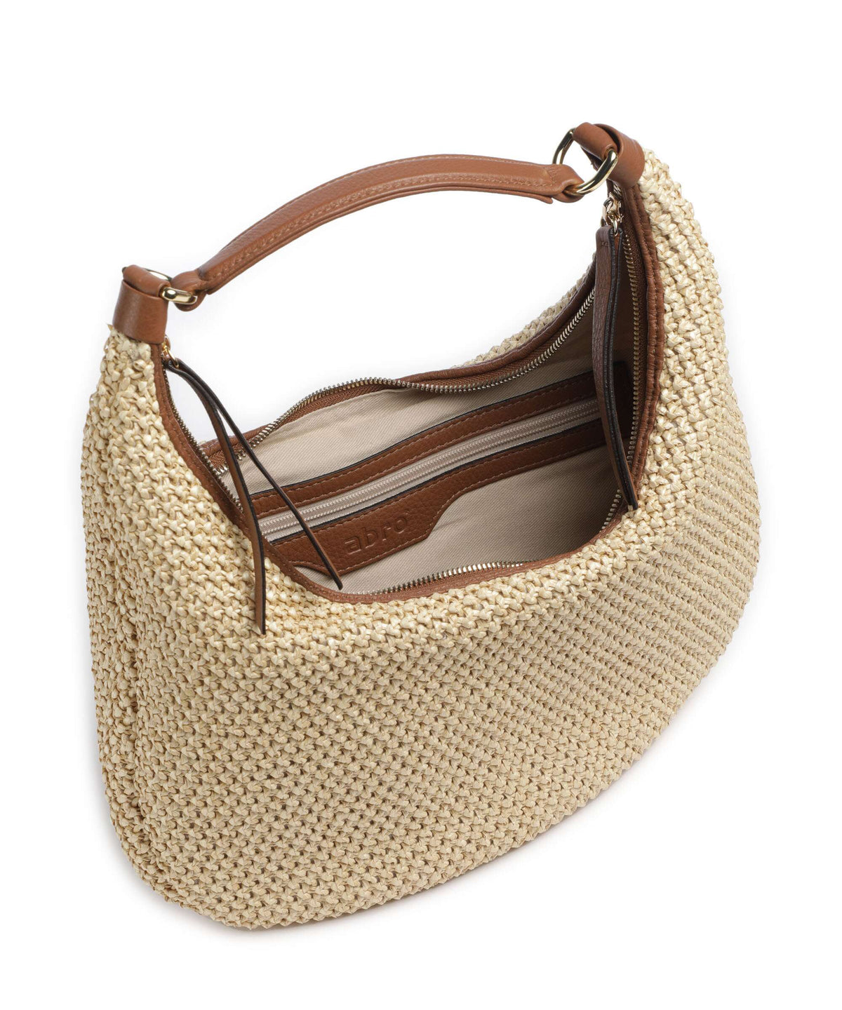 Abro Maglia Raffia Nana Small Hobo bag natural/nut