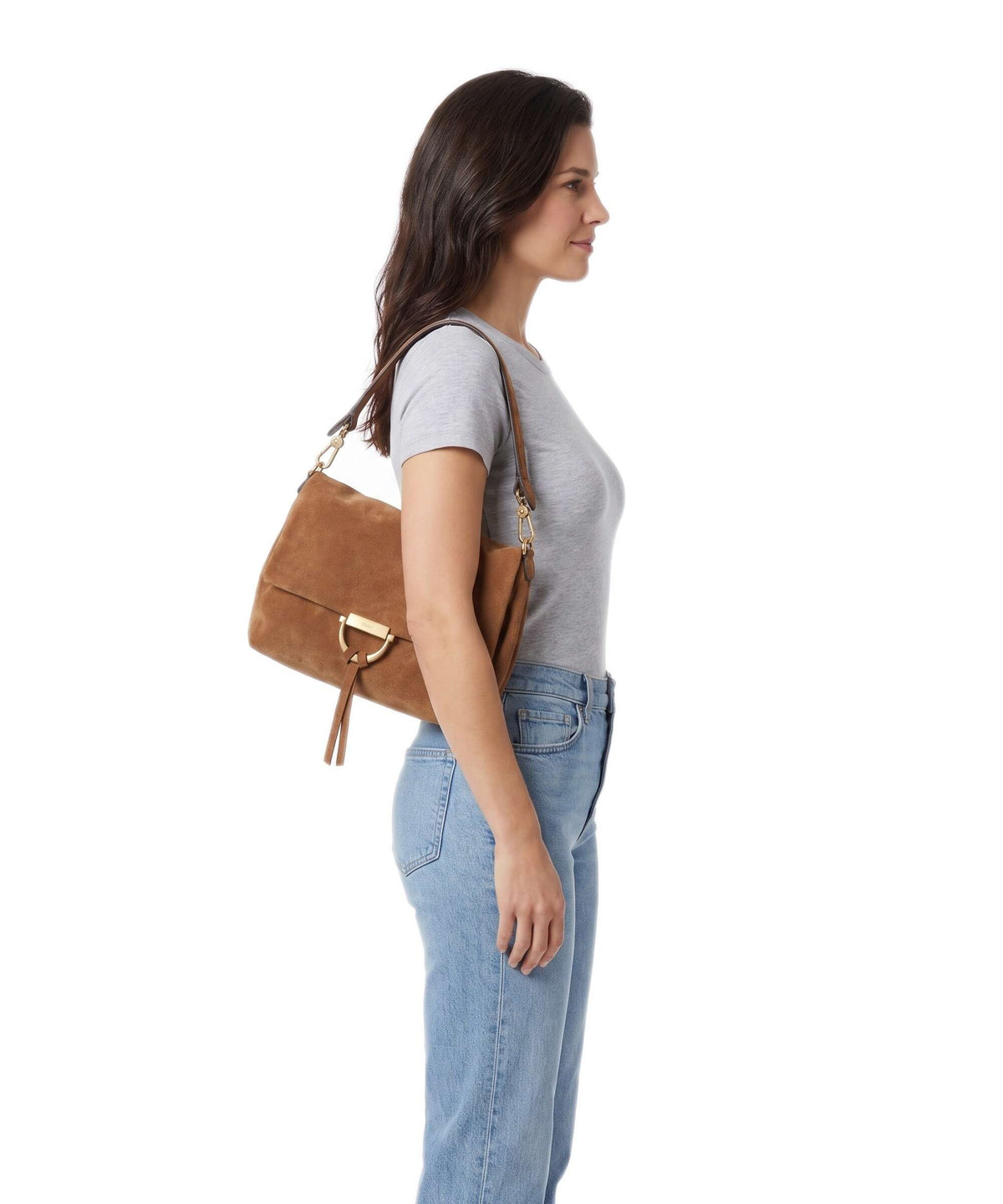 Abro Suede Temi Medium Shoulder bag cuoio