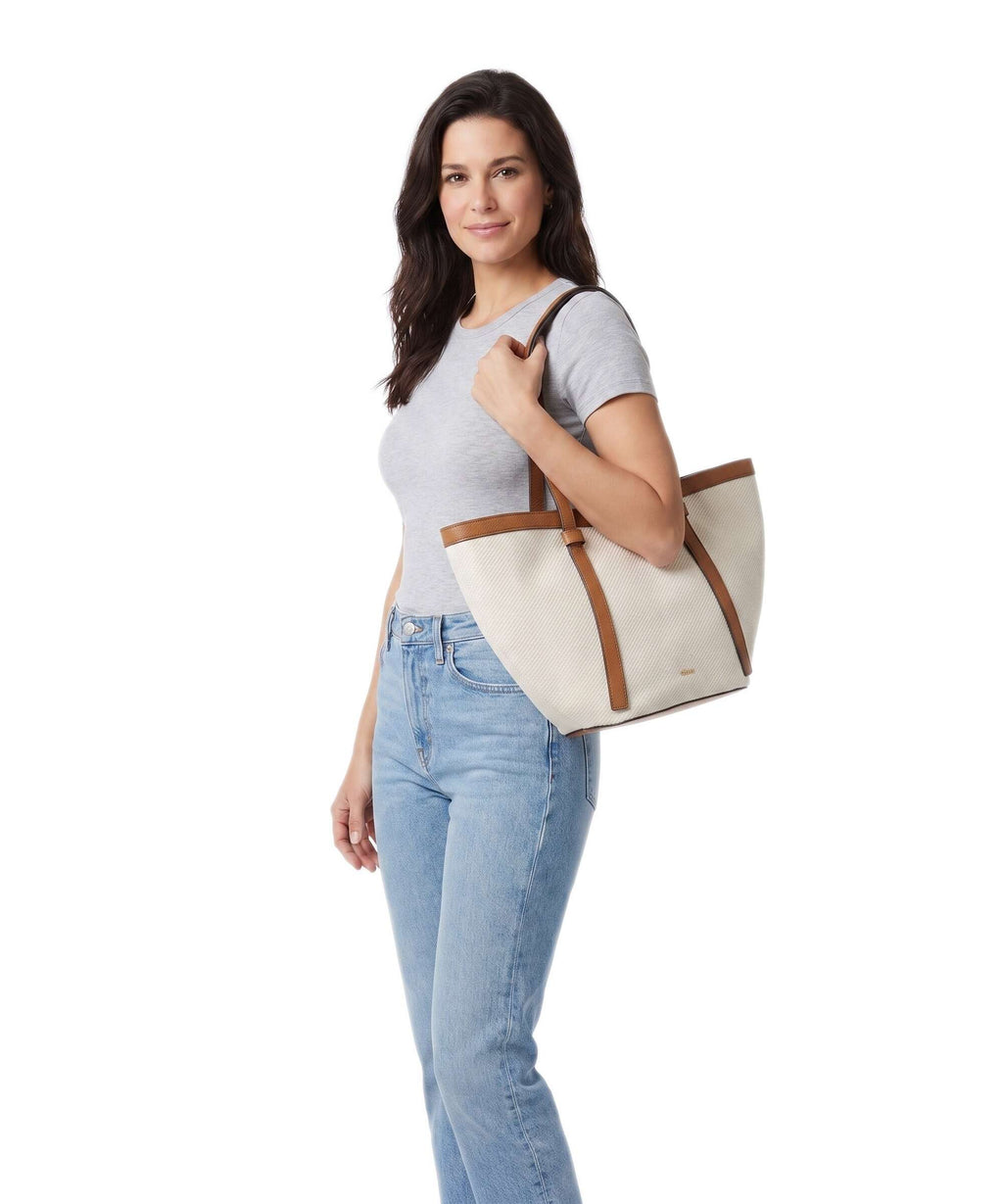 Abro Super Drill Cosmo Medium Tote bag ivory/cuoio