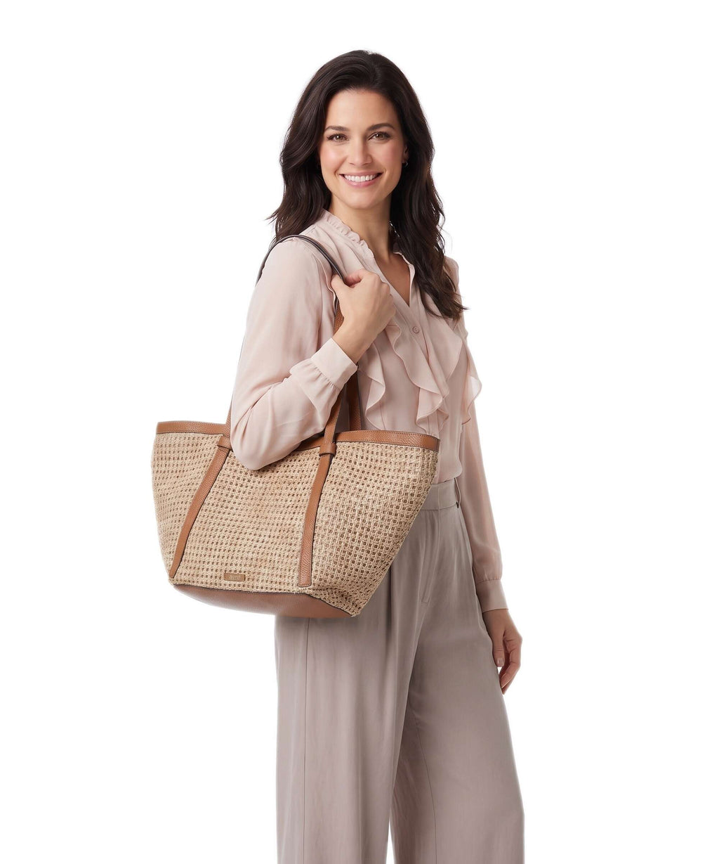 Abro Raffia Cordino Cosmo Large Tote bag caramel/cognac