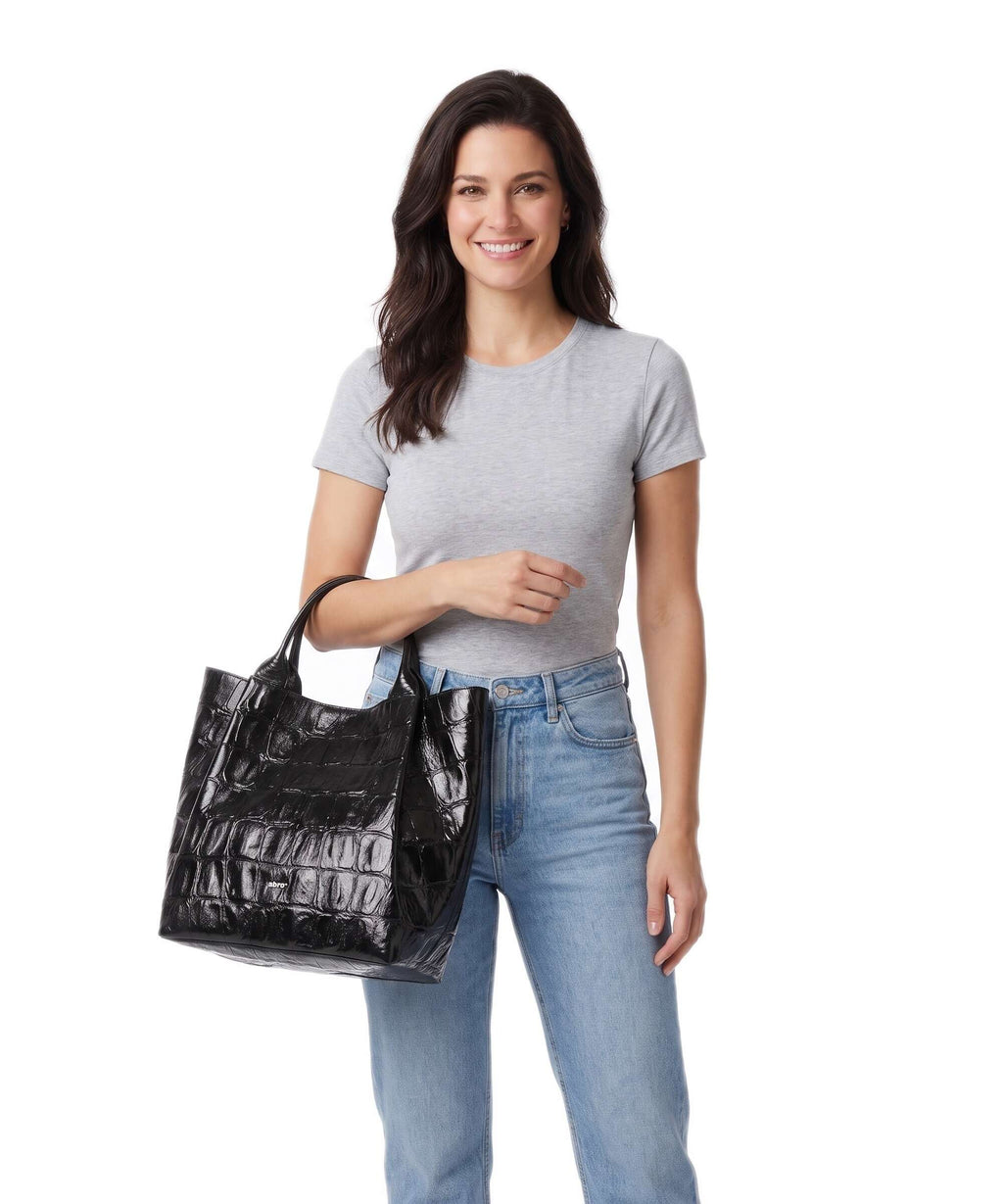 Abro Maxi Cocco Essential Medium Handbag black/nickel