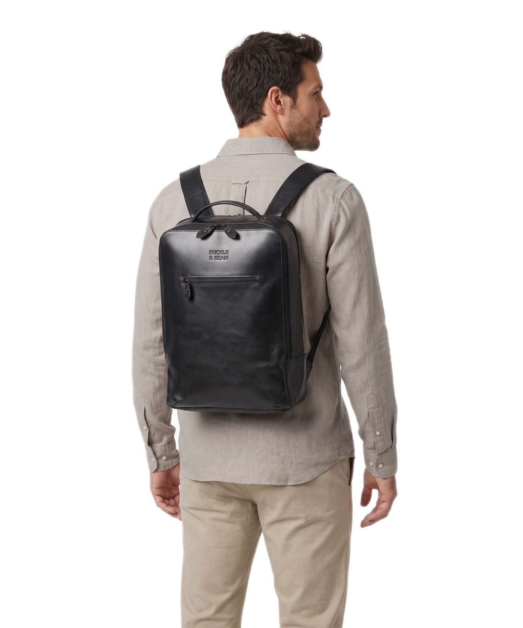 Buckle & Seam Crazy Horse Leon Backpack black