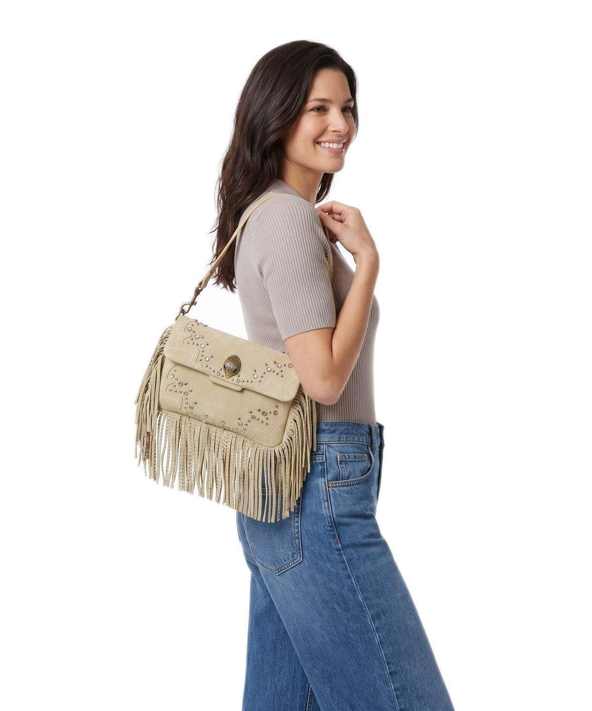 Kurt Geiger Oxford Fringe Small Shoulder bag beige