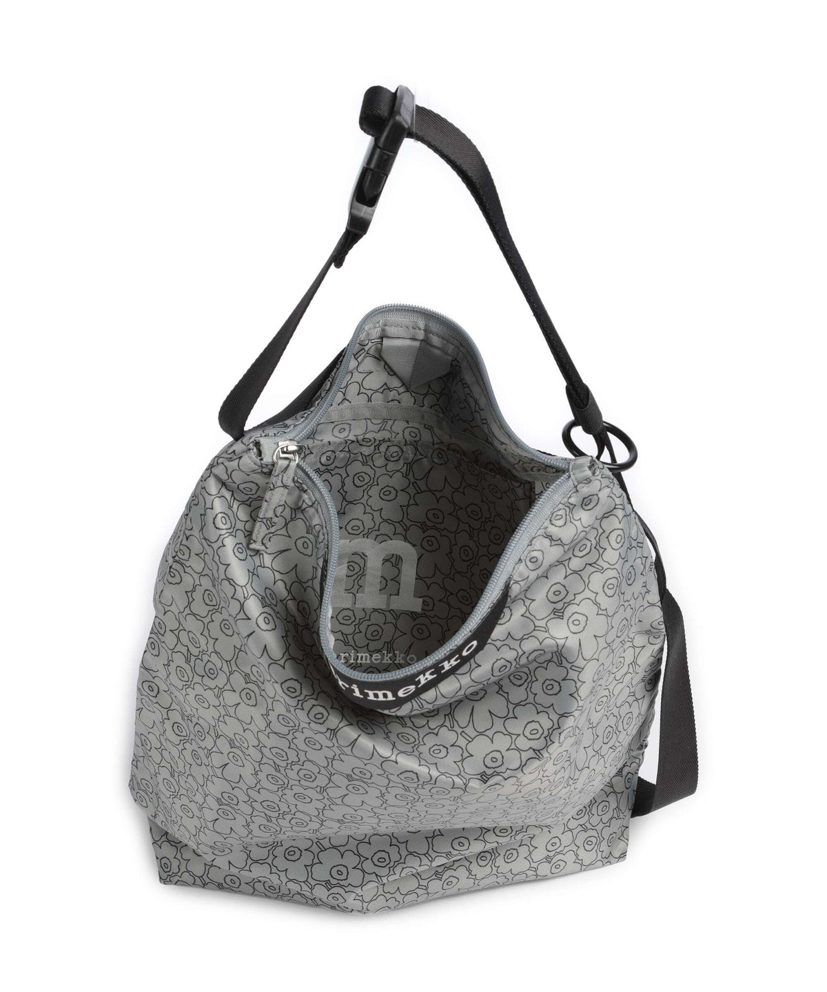 Marimekko Neat Unikko Piirto M Hobo bag grey/black