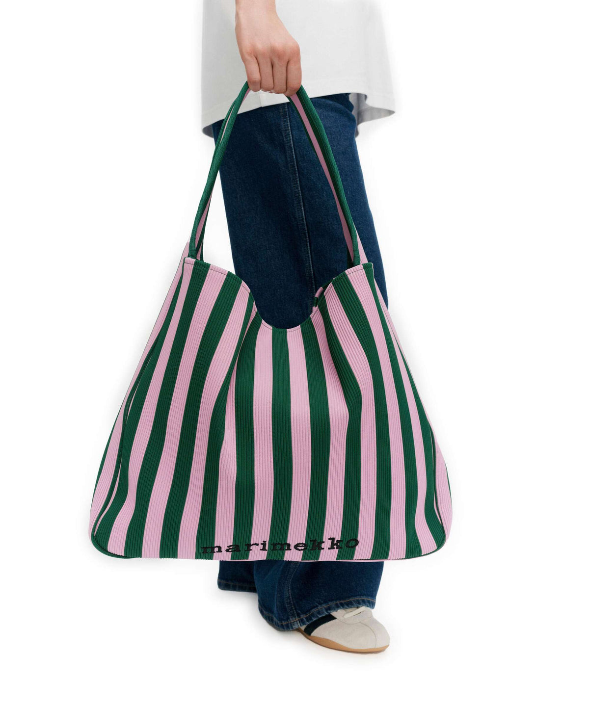 Marimekko Knitted Merirosvo Hobo bag pink/dark green