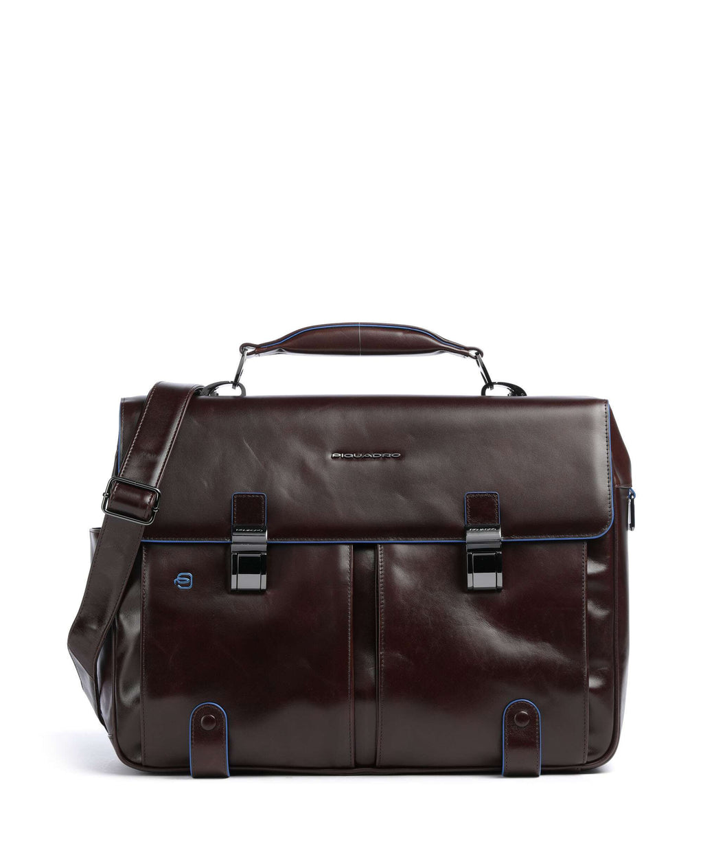 Piquadro Blue Square Briefcase mahogany