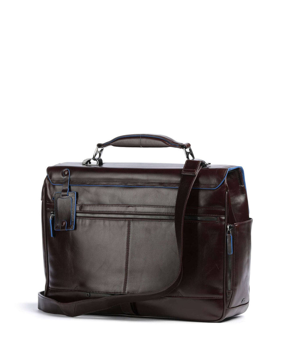 Piquadro Blue Square Briefcase mahogany
