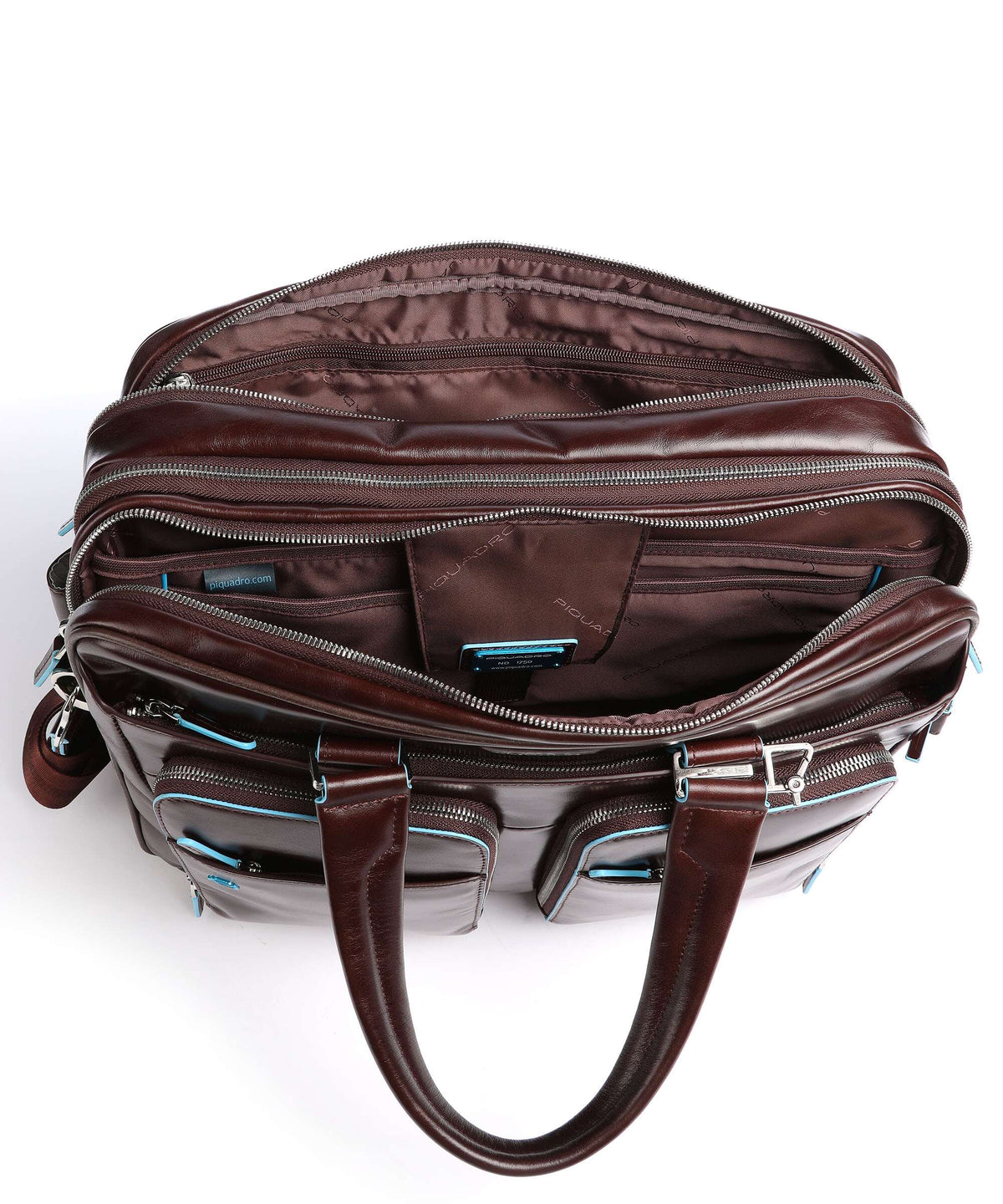 Piquadro Blue Square Briefcase mahogany