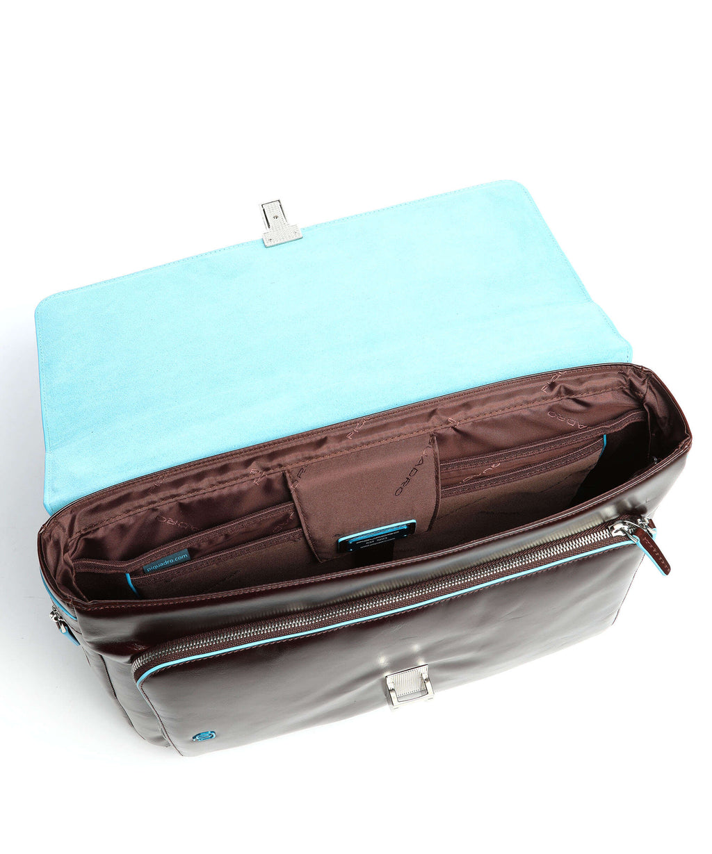 Piquadro Blue Square Briefcase mahogany