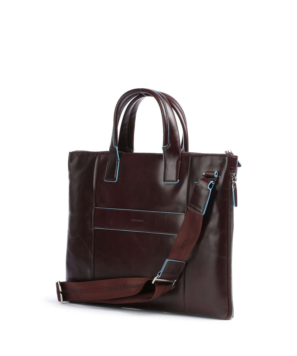 Piquadro Blue Square Briefcase mahogany