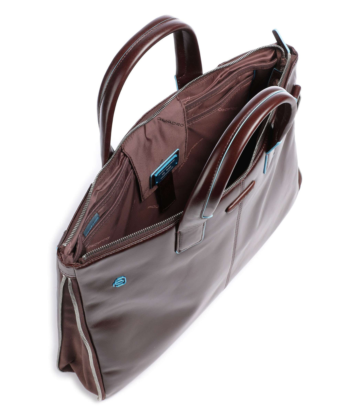 Piquadro Blue Square Briefcase mahogany