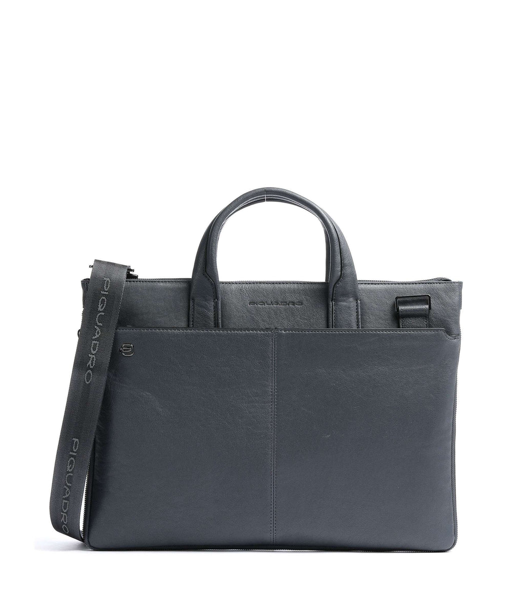 Piquadro Black Square Briefcase blue ocean