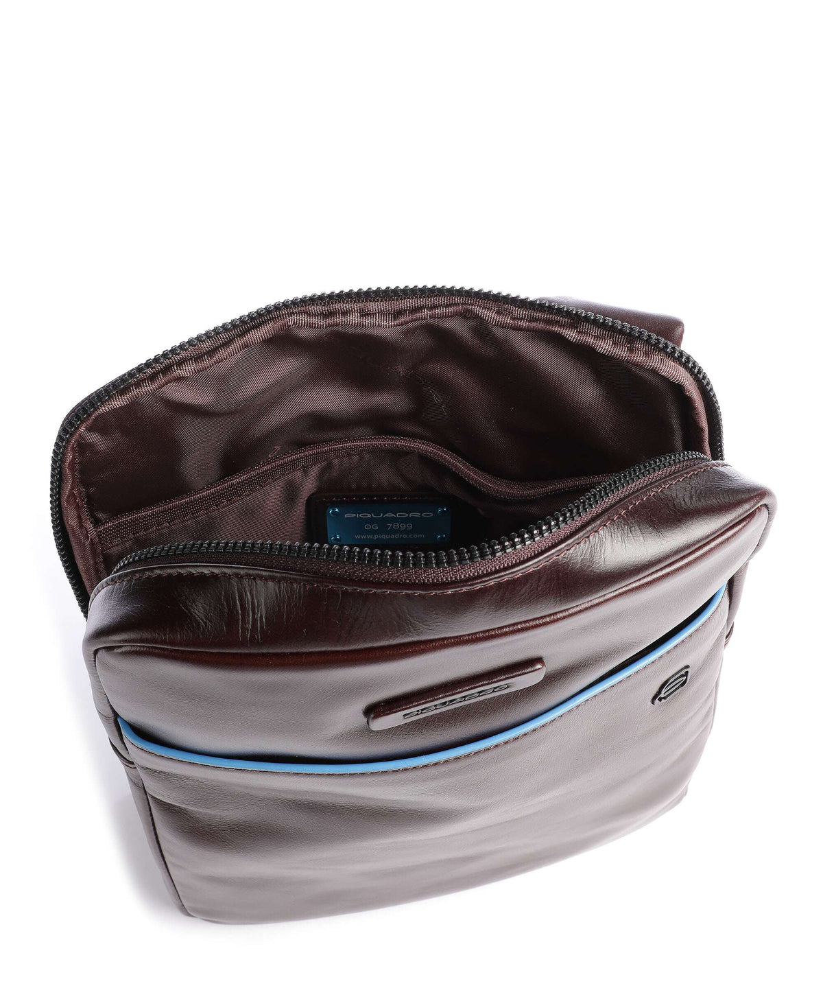 Piquadro Blue Square Revamp Crossbody bag mahogany
