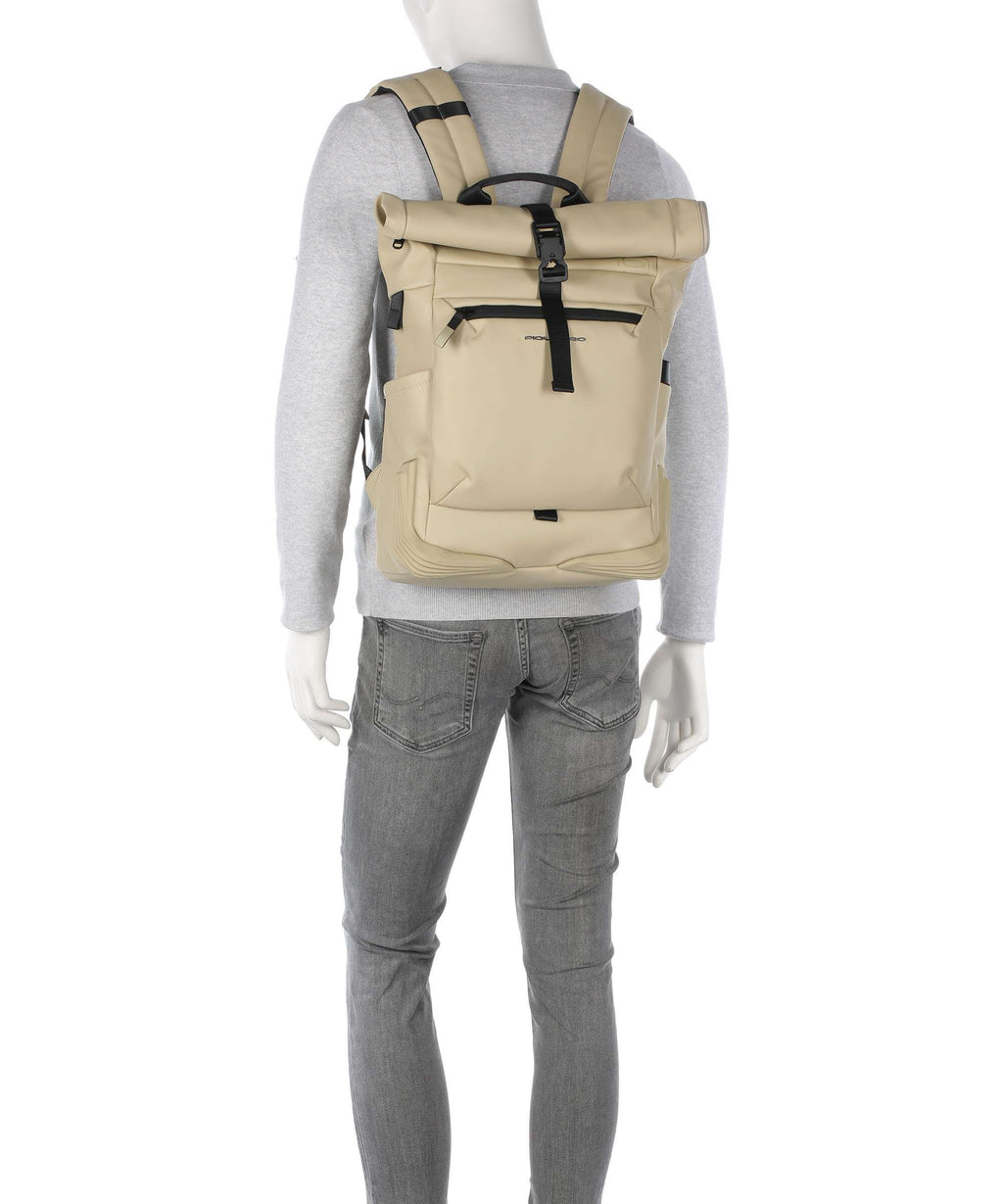 Piquadro Corner 2.0 Rolltop backpack beige