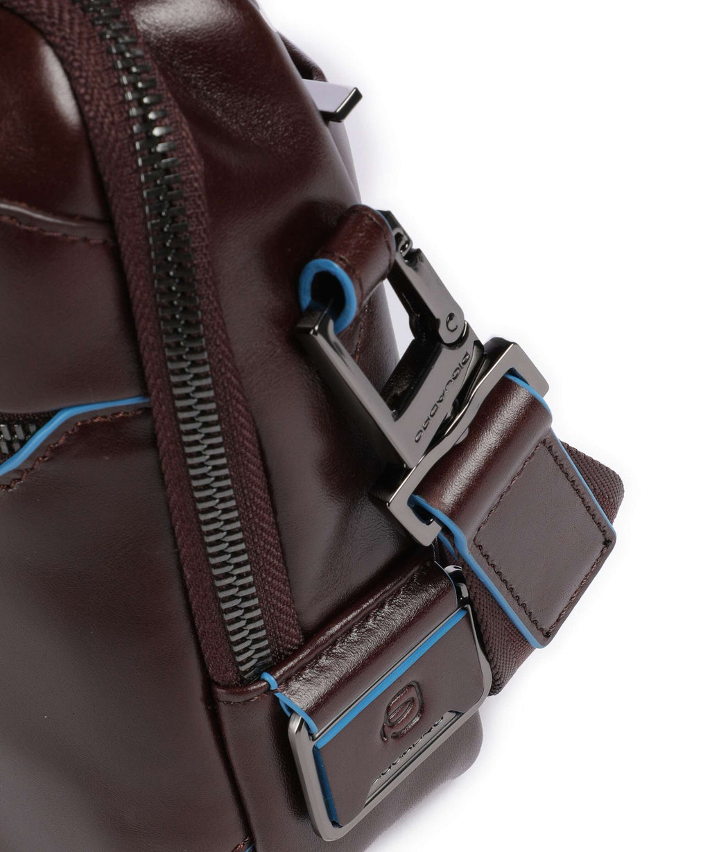 Piquadro Blue Square Crossbody bag mogano