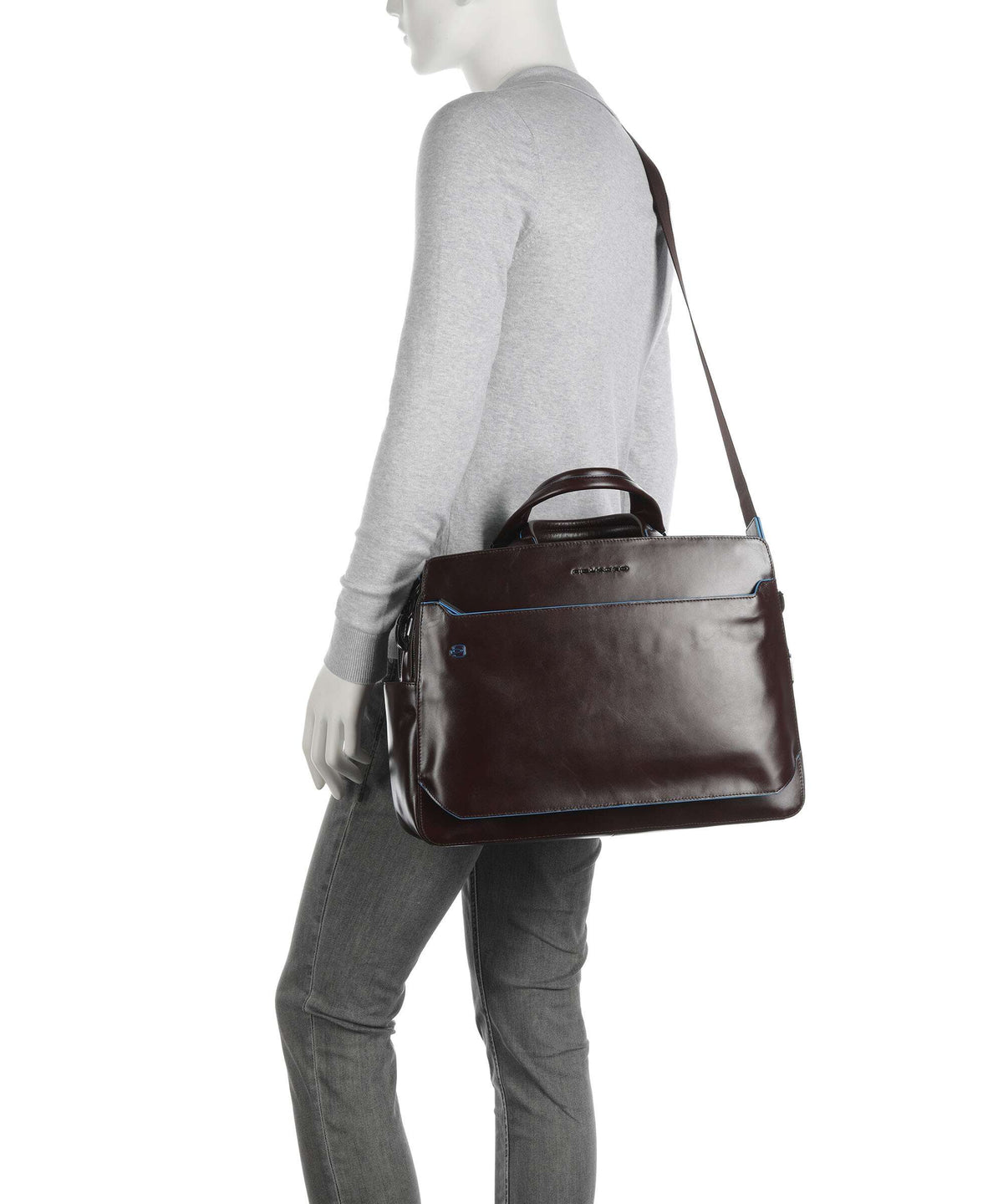Piquadro Blue Square Briefcase mogano
