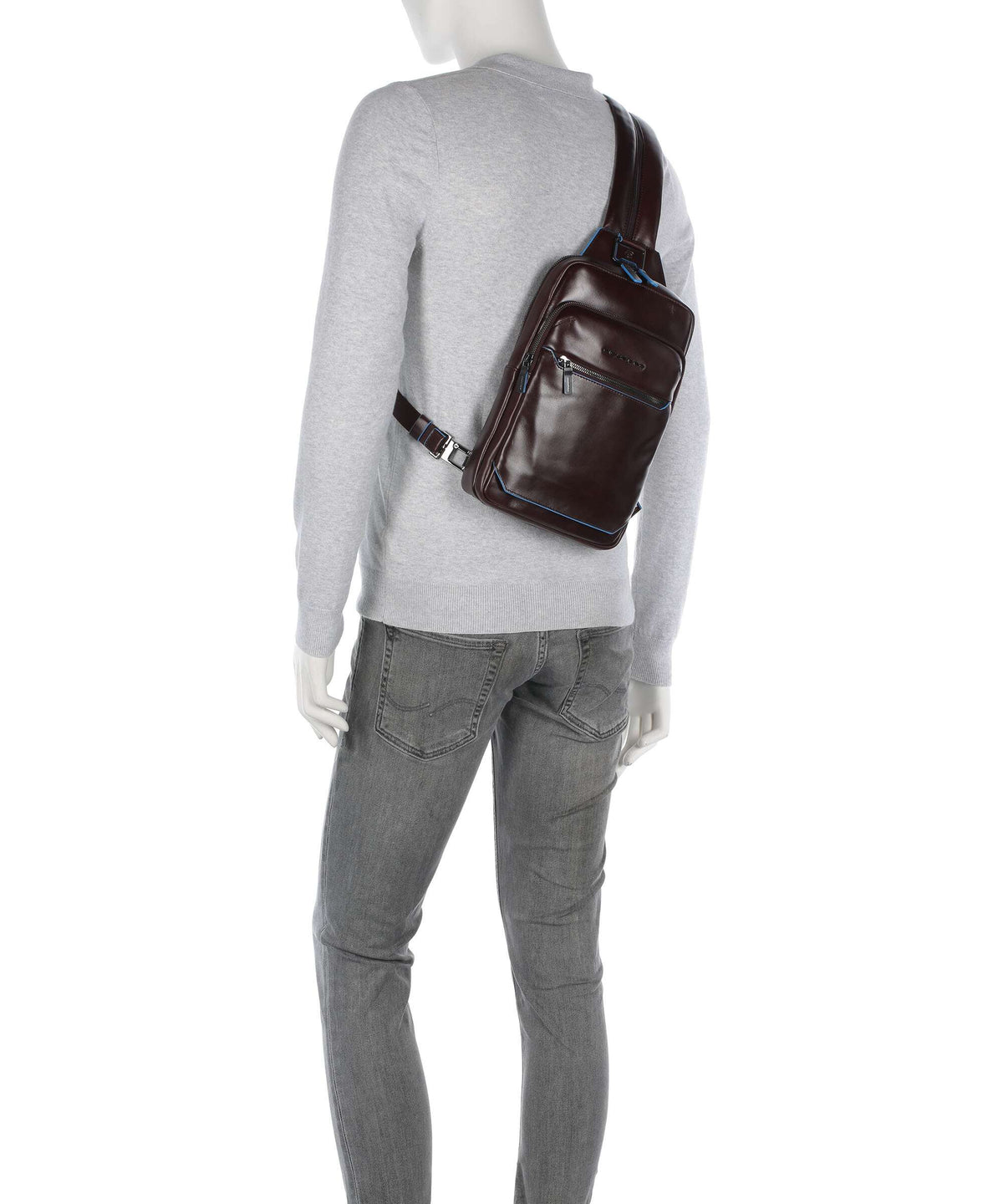 Piquadro Blue Square Sling bag mogano