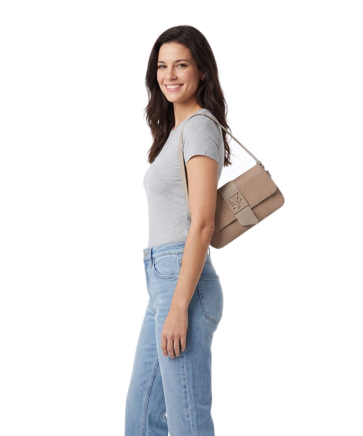 Armani Exchange Susy Soft Woven Shoulder bag sand