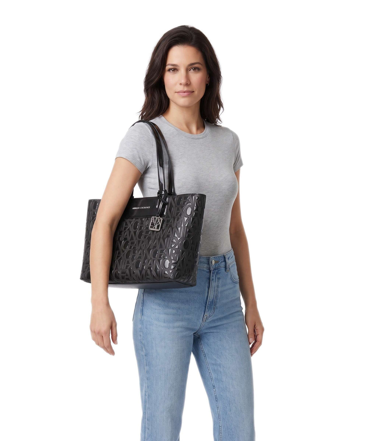 Armani Exchange Liz Patent M Tote bag black