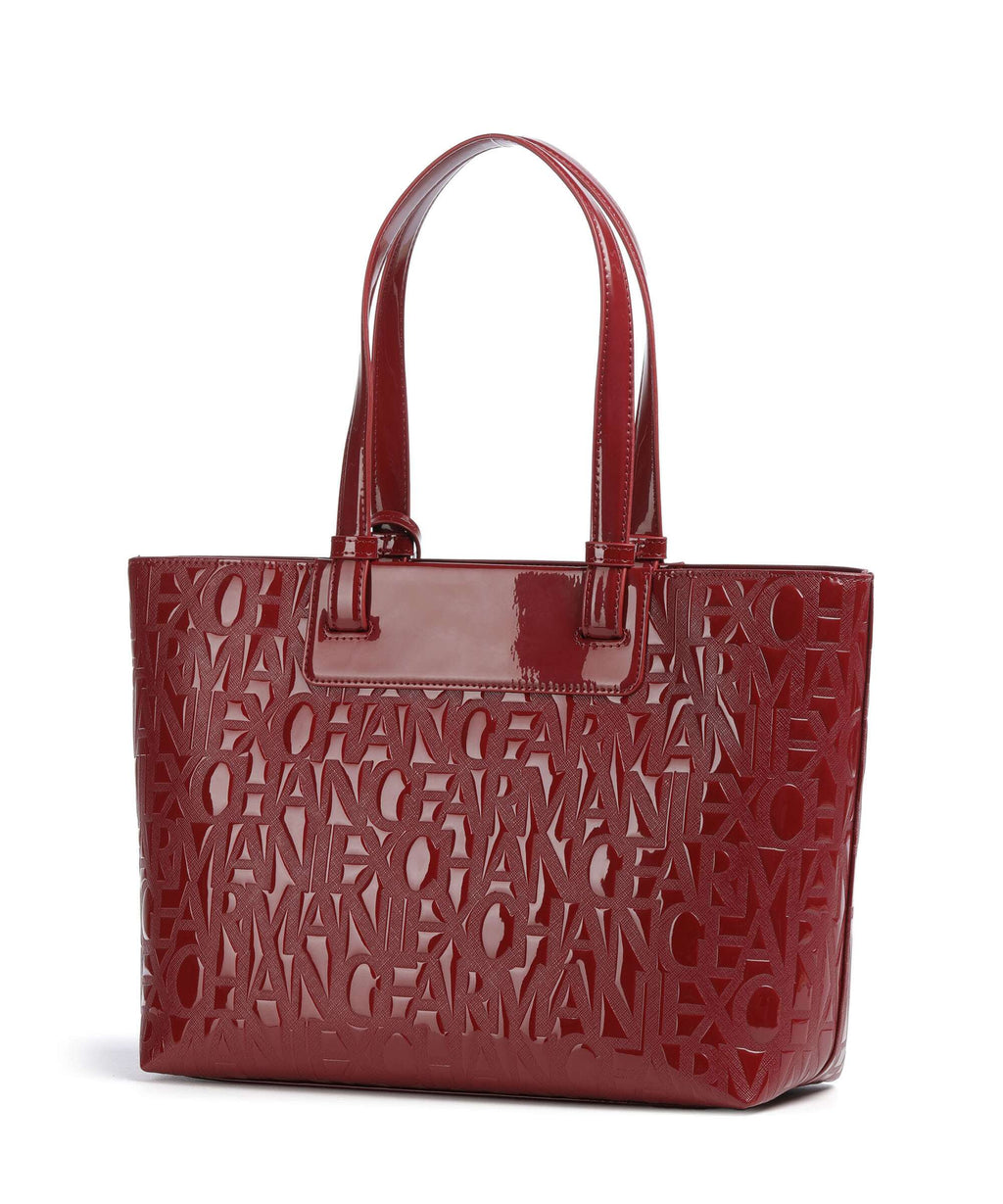 Armani Exchange Liz Patent M Tote bag red dahlia
