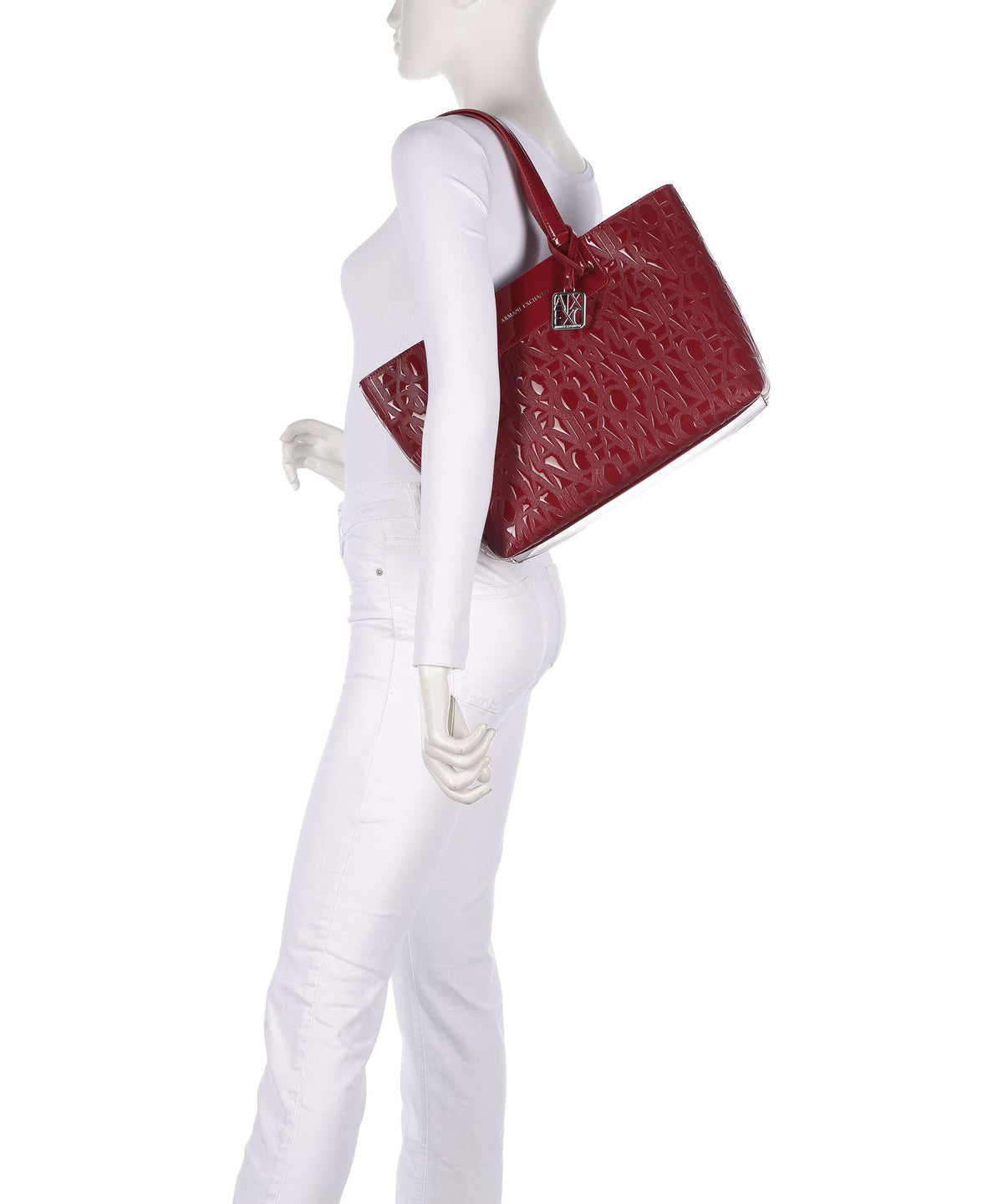 Armani Exchange Liz Patent M Tote bag red dahlia
