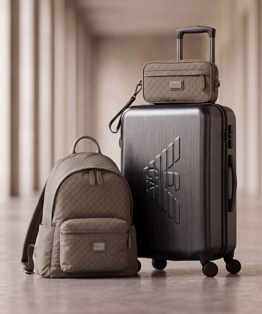 Emporio Armani Eagle All Over Toiletry bag stone gray