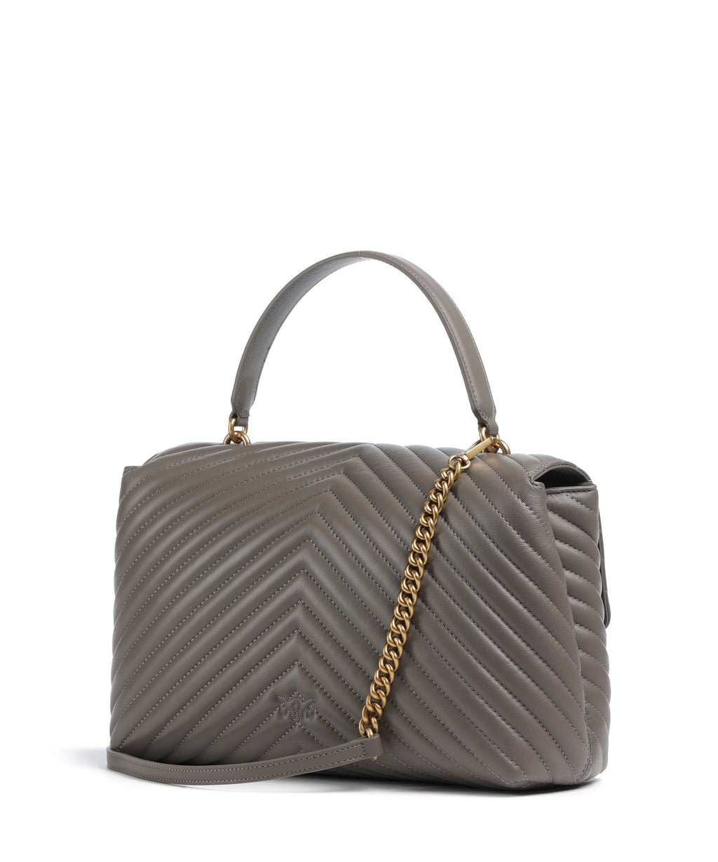 Pinko Love Lady Puff Big Handbag grigio asfalto/antique gold