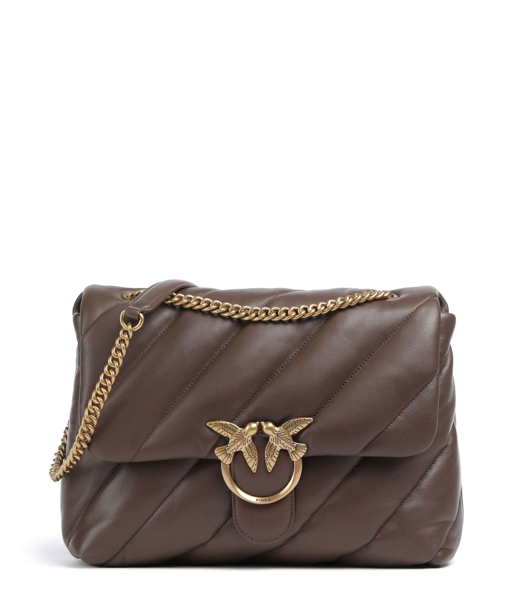 Pinko Love Puff Big Shoulder bag marrone castano/antique gold