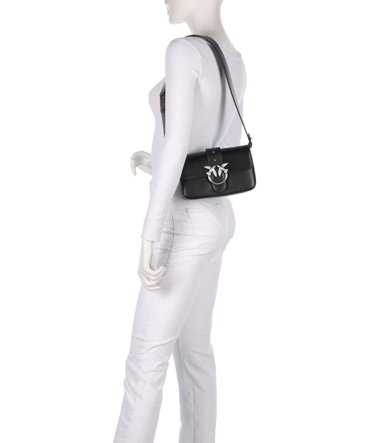 Pinko Love One Mini Slouchy Shoulder bag nero limousine/matt silver