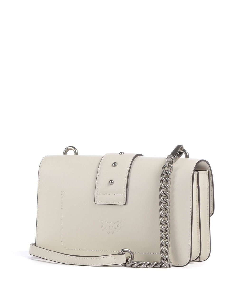 Pinko Love One Mini Crossbody bag bianco seta/old silver