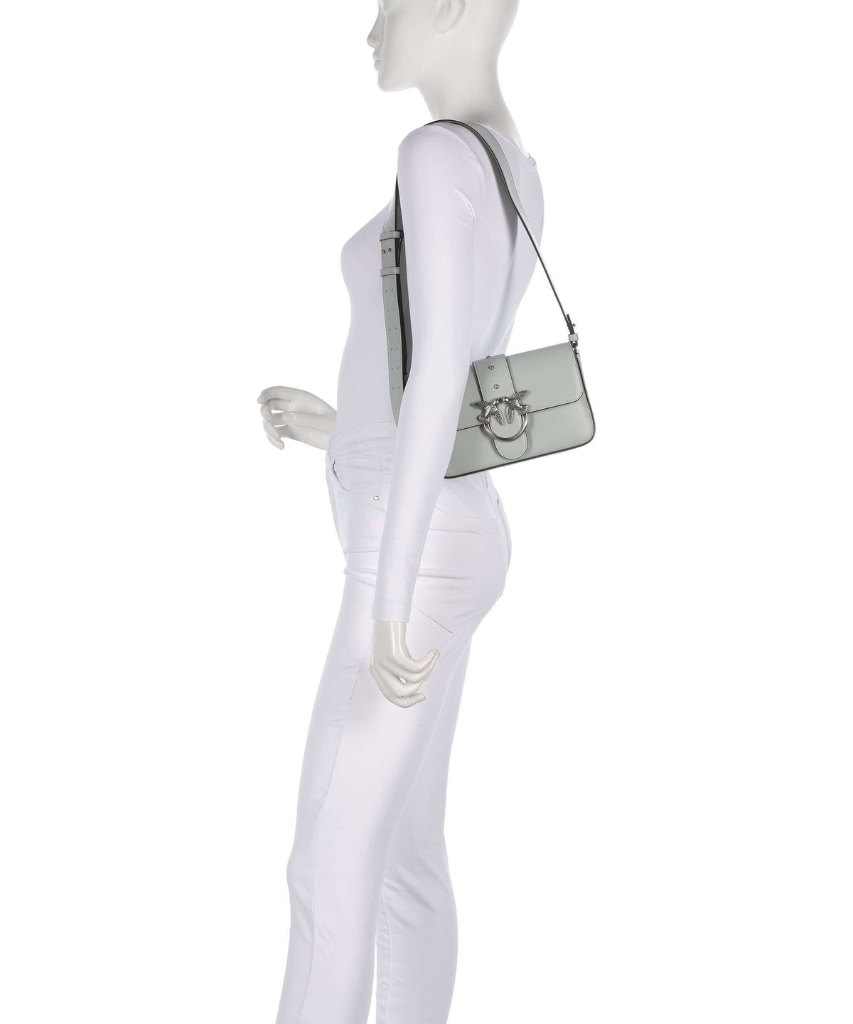 Pinko Love One Mini Slouchy Shoulder bag grigio perla/old silver