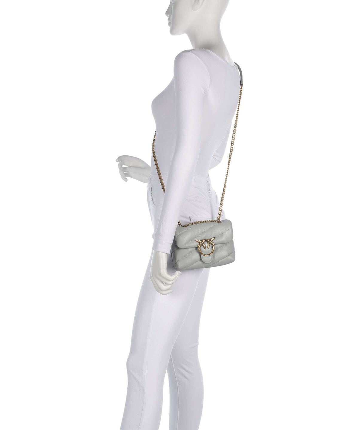 Pinko Love Puff Baby Shoulder bag grigio perla/antique gold