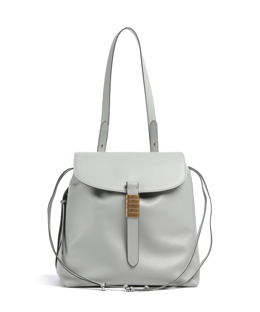 Pinko Saddle Backpack bag grigio perla/antique gold